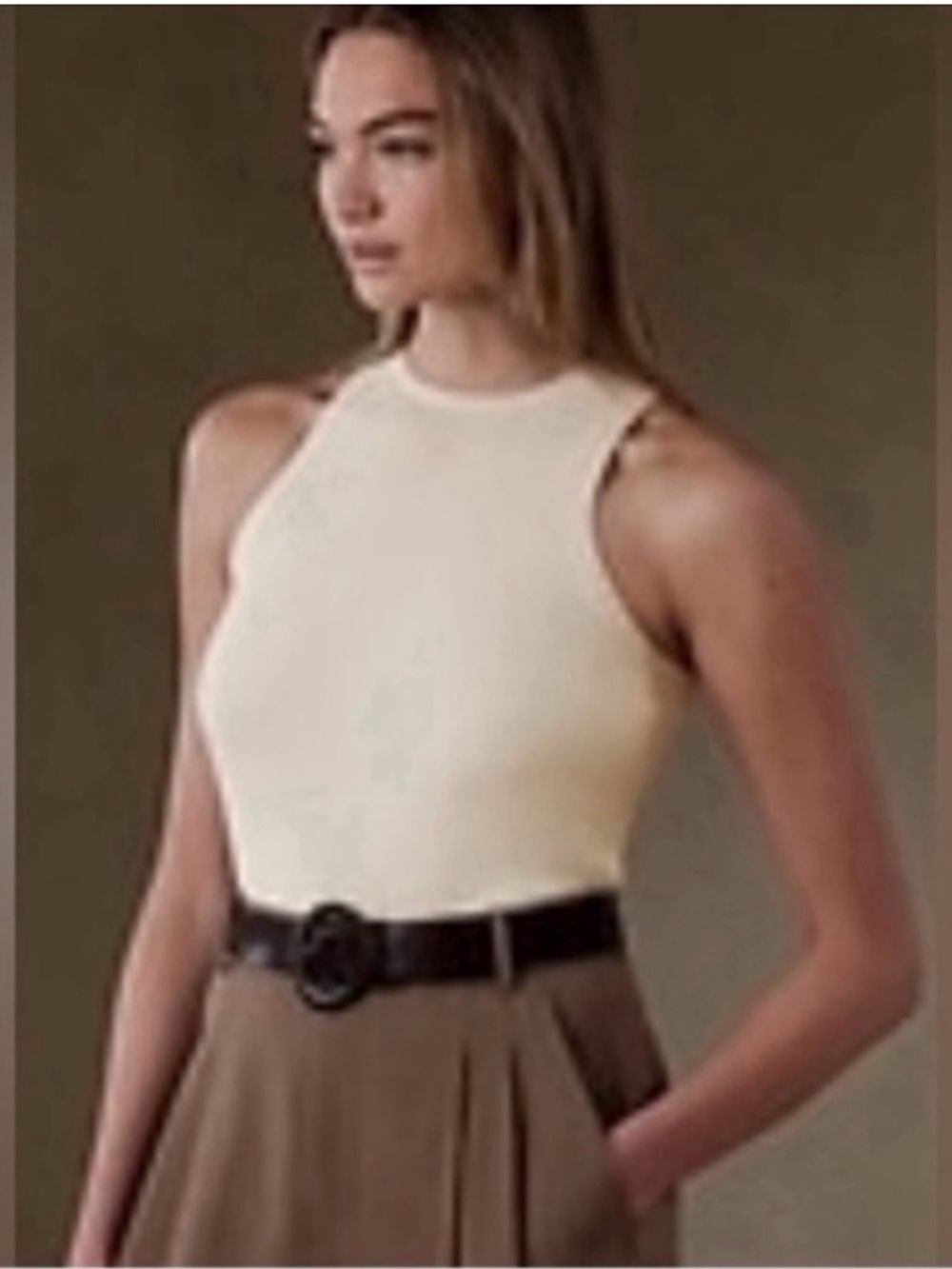 Banana Republic SILK + CASHMERE Ivory Knit Halter Shell